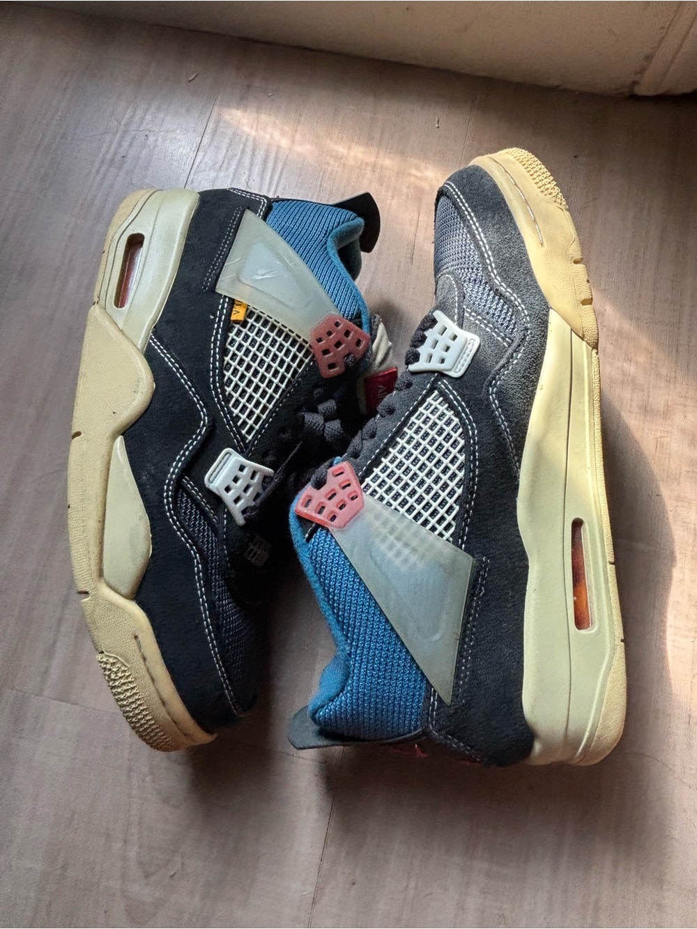 Retro Black & Blue Athletic Sneakers with Cream Midsole